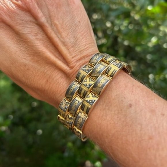 VTG DAMASCENE Spain 3-Row Link BRACELET - Picture 2 of 8